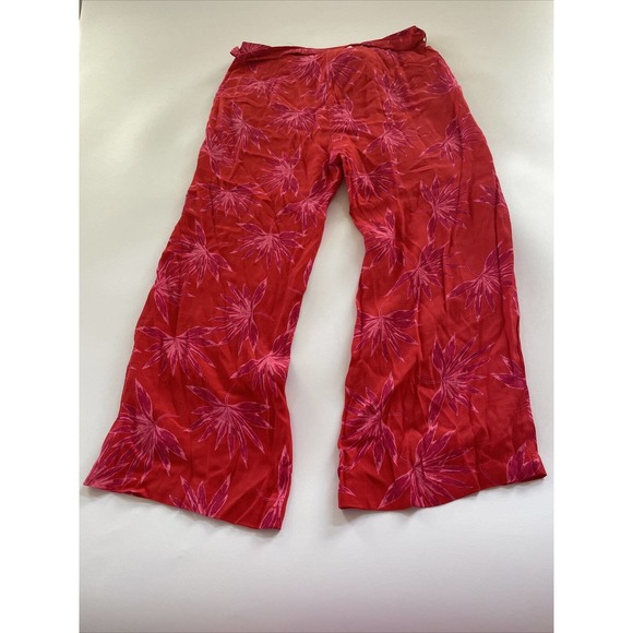 Dee Elly 2 Piece Pants and Cropped Top Outfit Hawaiian Print Red Women's Large - Picture 6 of 11